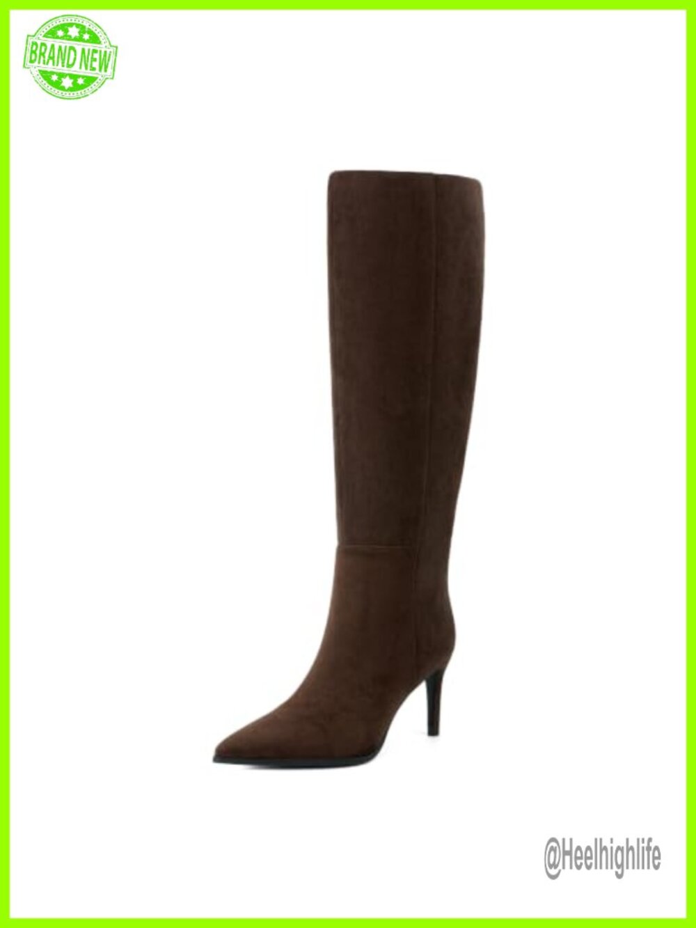 Faux Suede Knee High Stiletto Heel Pointed Toe Tall Dressy Boots